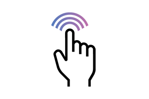 Icon showing a hand with sensitivity