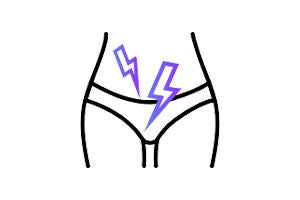 Pelvic pain with lightning icon