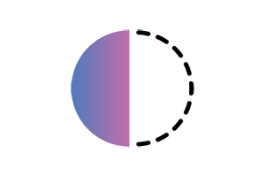 Icon showing a circle that is half discoloured