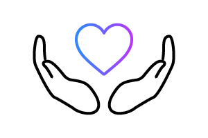 Hands holding heart icon